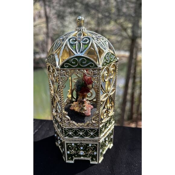Vintage Chestnut Lane Enamel and Rhinestone Encrusted Bird Cage Exotic Bird -A18 - Picture 12 of 12